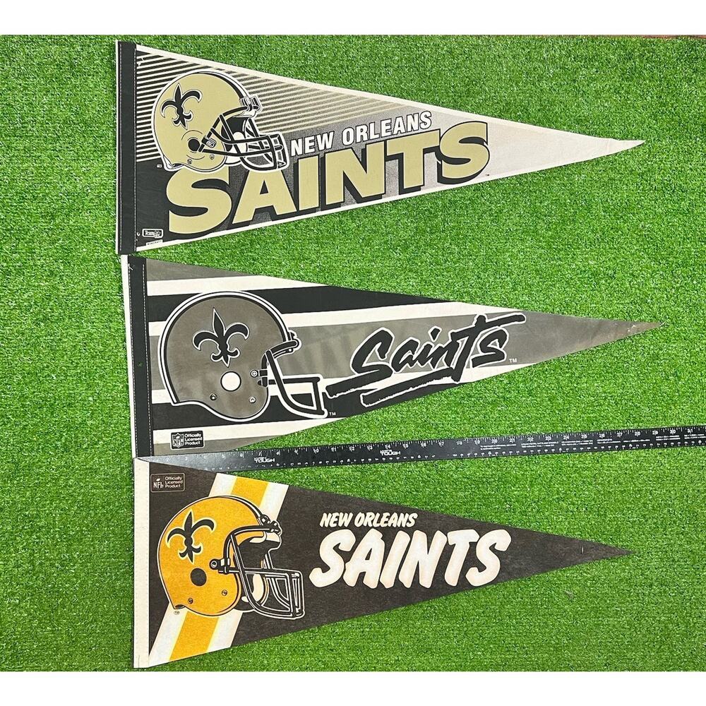 vintage new orleans‎ saints wincraft pennant (3) 90s Full Size NOLA who Dat